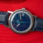 vintage omega 166.070 blue spider dial geneve watch