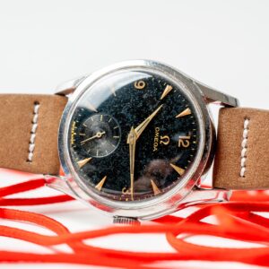 vintage omega 2639 black gilt dial watch