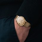 Vintage Omega De Ville brushed champagne dial with rare 14k Omega bracelet 166.033 from 1960s watch wristshot