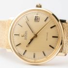 Vintage Omega De Ville brushed champagne dial with rare 14k Omega bracelet 166.033 from 1960s watch dial