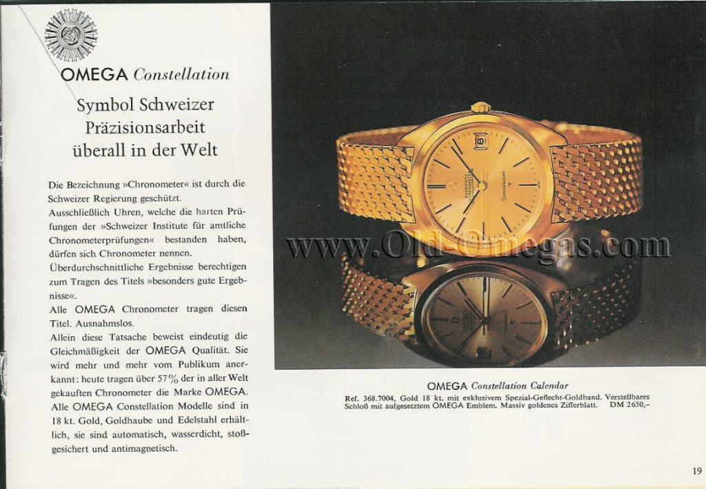 old catalogue omega constellation yellow gold